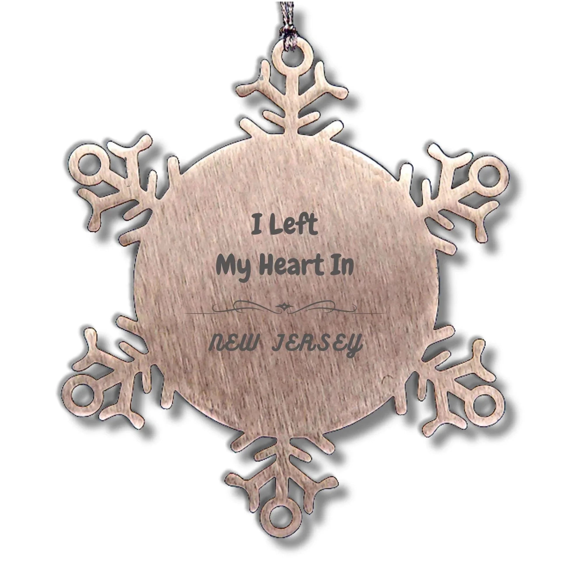 I Left My Heart In New Jersey Snowflake Ornament
