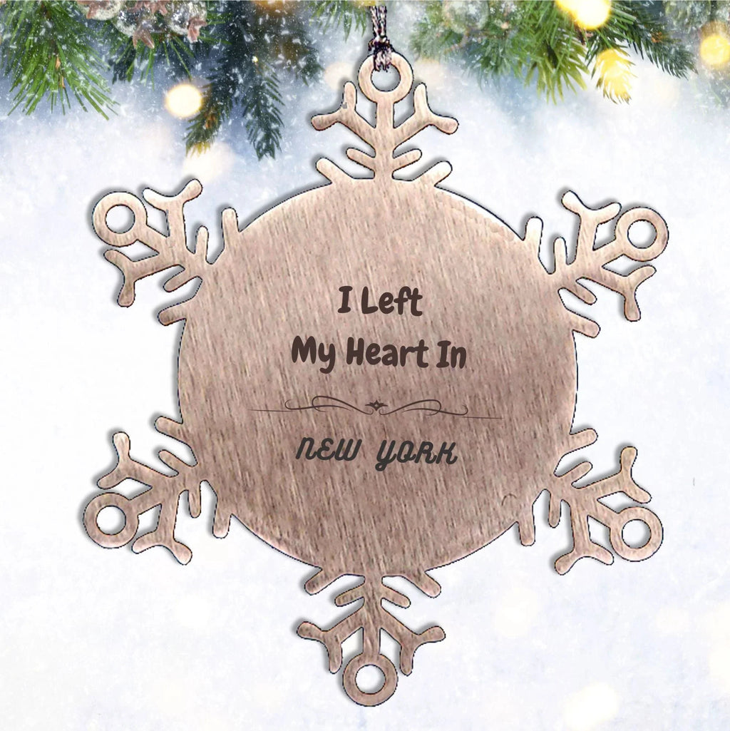 I Left My Heart In New York Snowflake Christmas Ornament