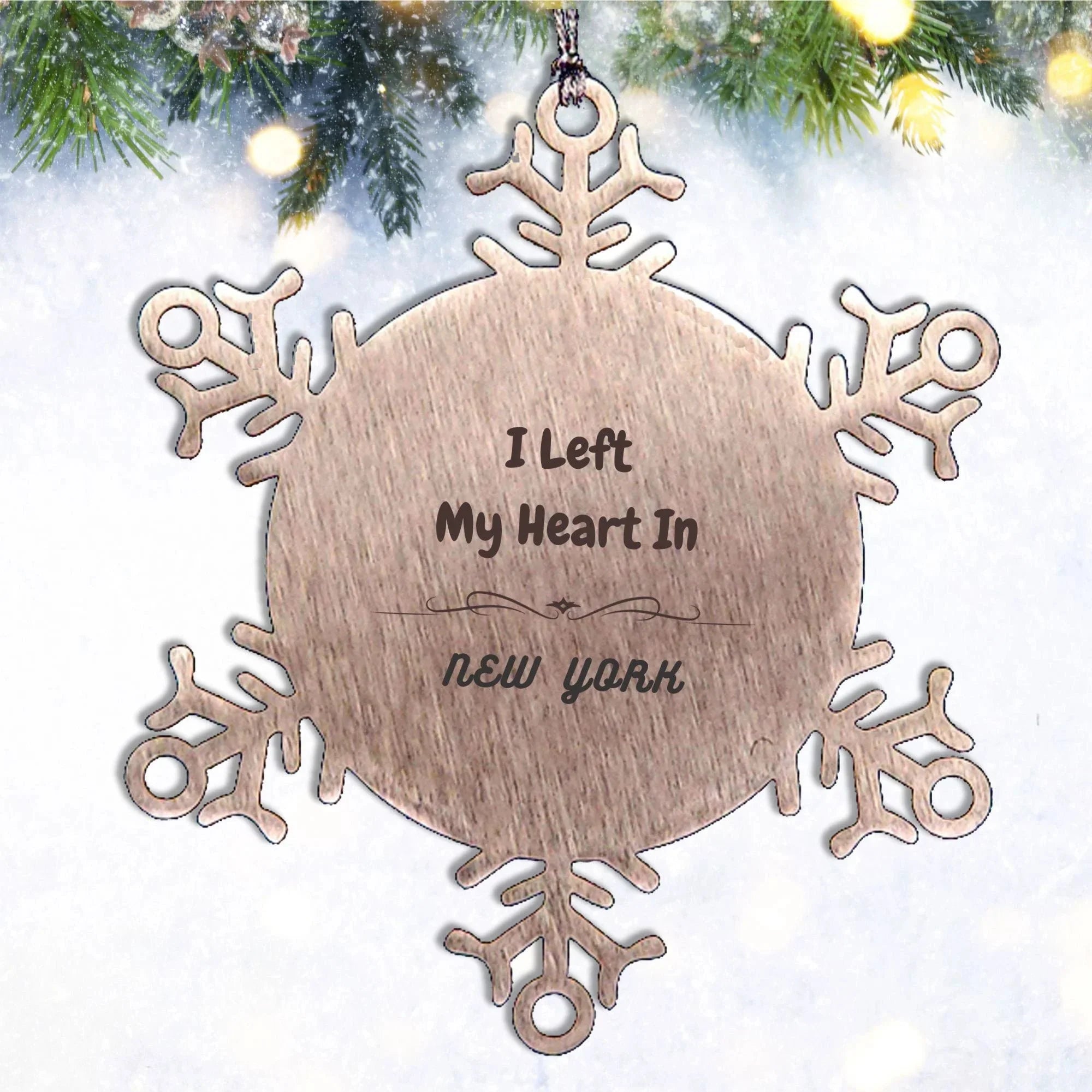 I Left My Heart In New York Snowflake Christmas Ornament