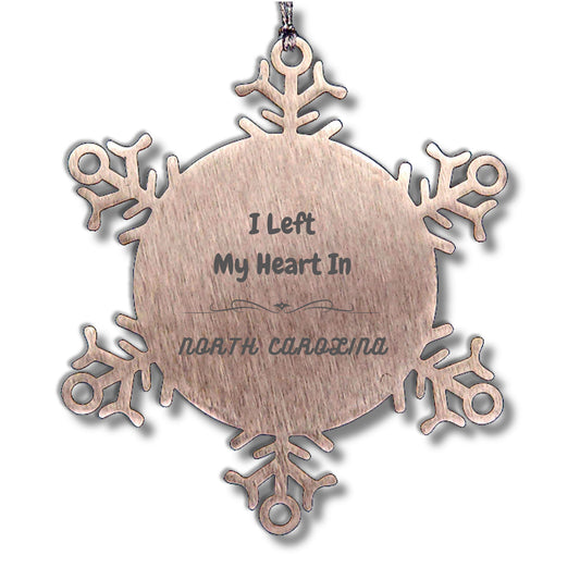 I Left My Heart In North Carolina Snowflake Ornament Christmas Gifts