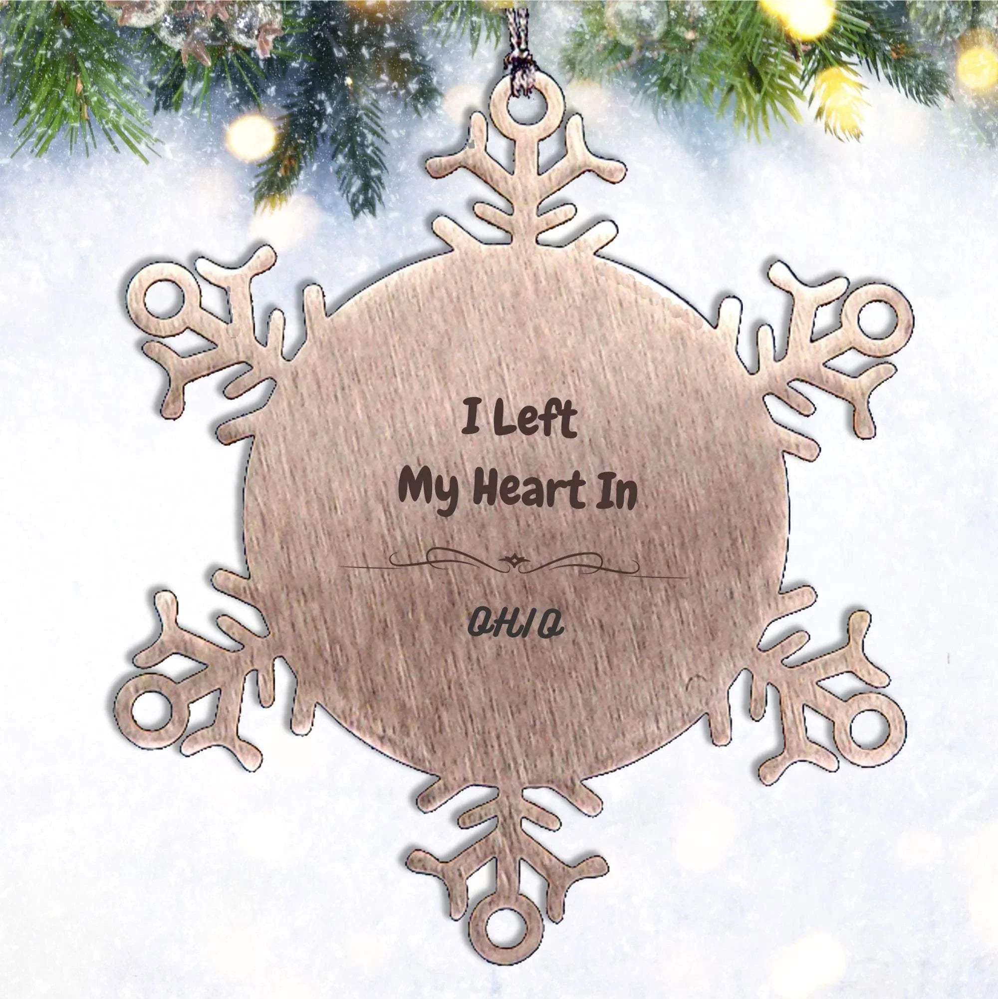 I Left My Heart In Ohio Snowflake Ornament Christmas Gifts