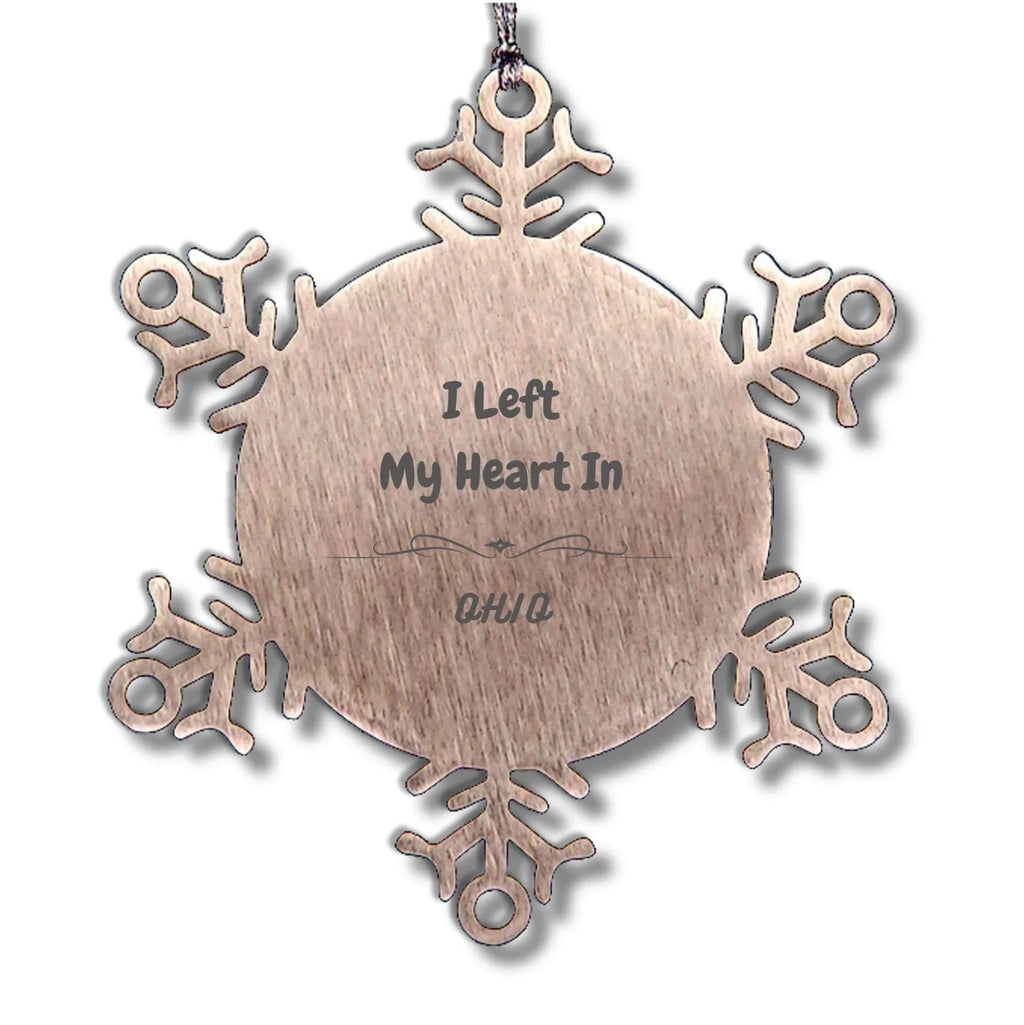 I Left My Heart In Ohio Snowflake Ornament Christmas Gifts