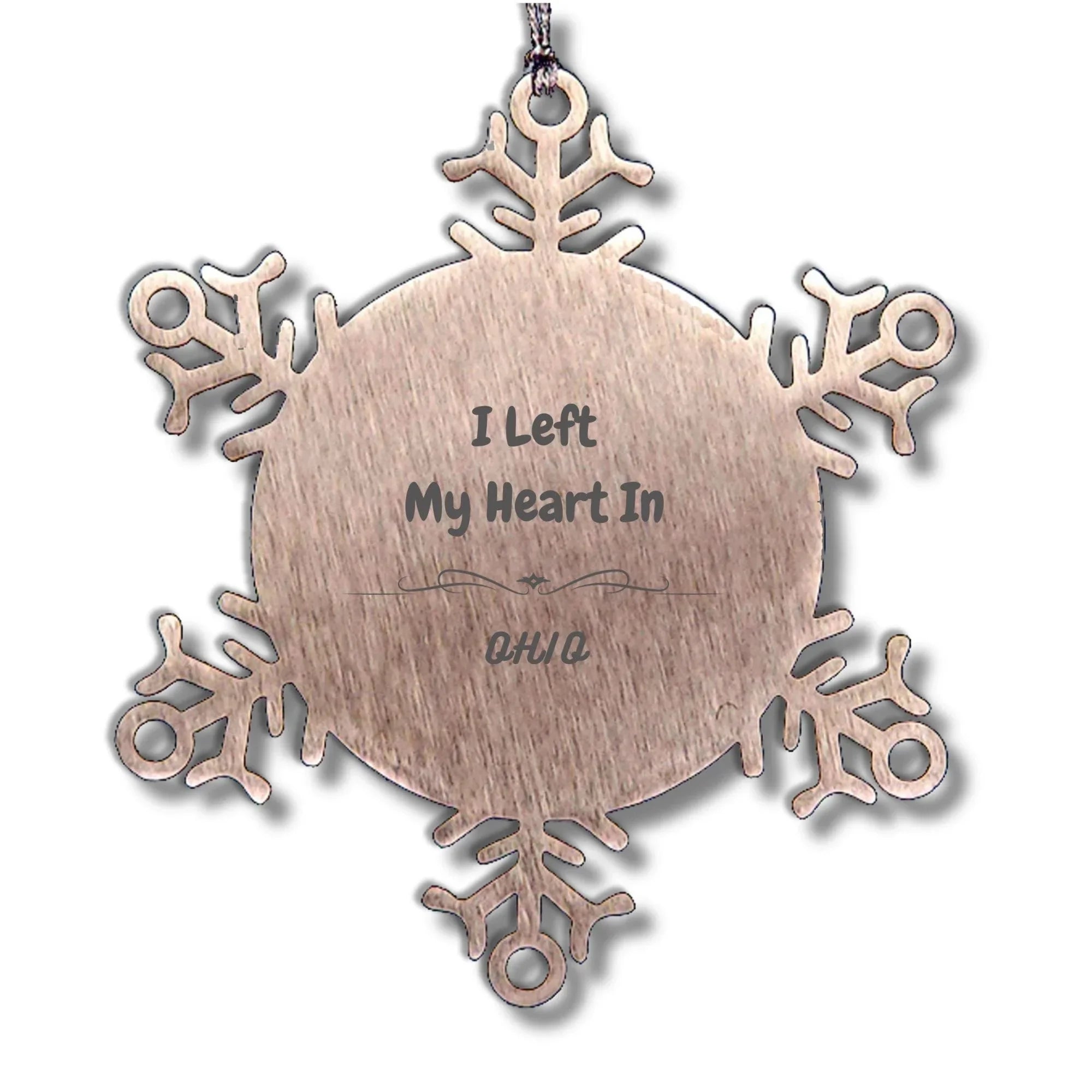 I Left My Heart In Ohio Snowflake Ornament Christmas Gifts