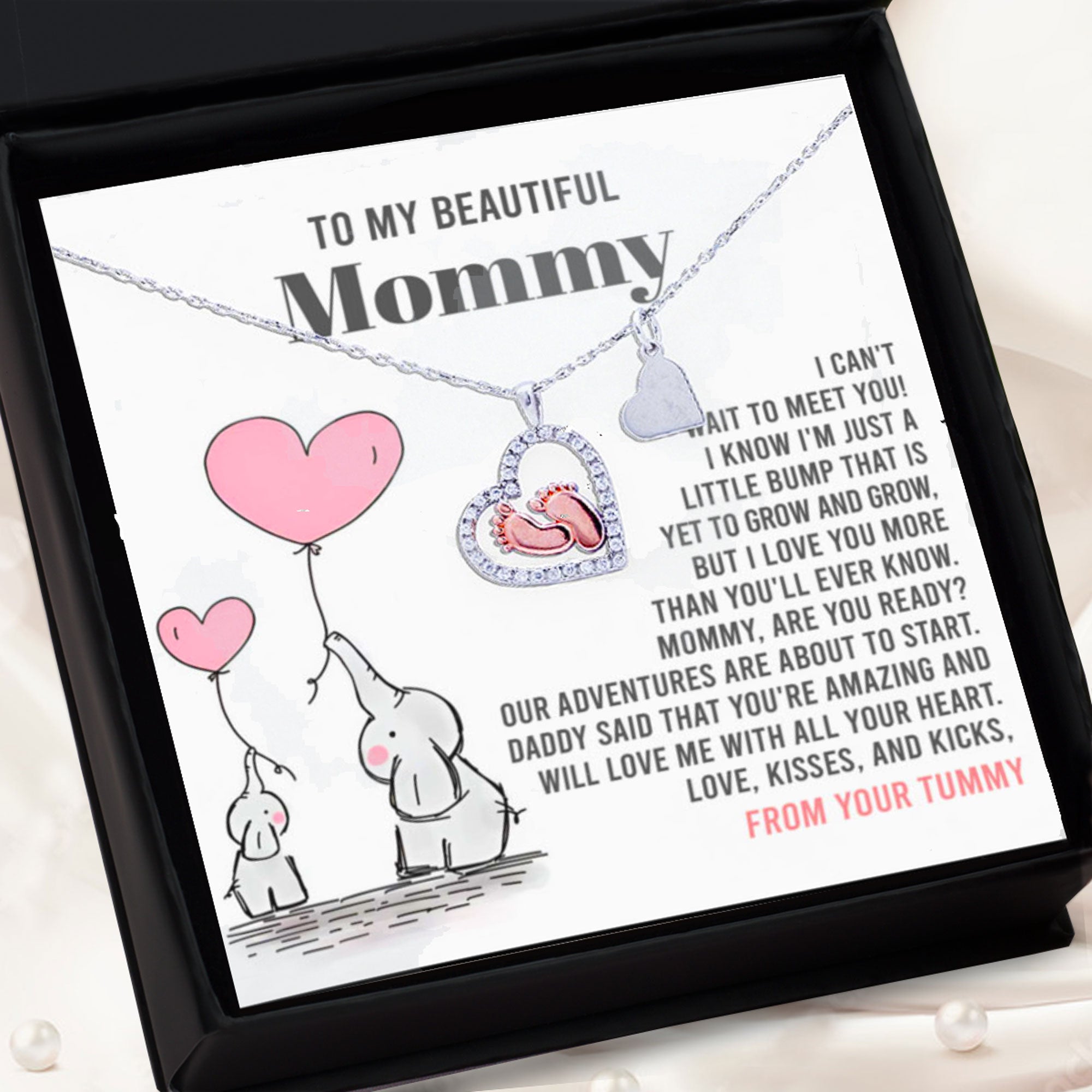 Baby Feet Necklace for New Moms – Sterling Silver Heart Pendant with Rose Gold Baby Feet & CZ – Baby Shower, Pregnancy Reveal, Mother's Day Gift Jewelry - Mallard Moon Gift Shop