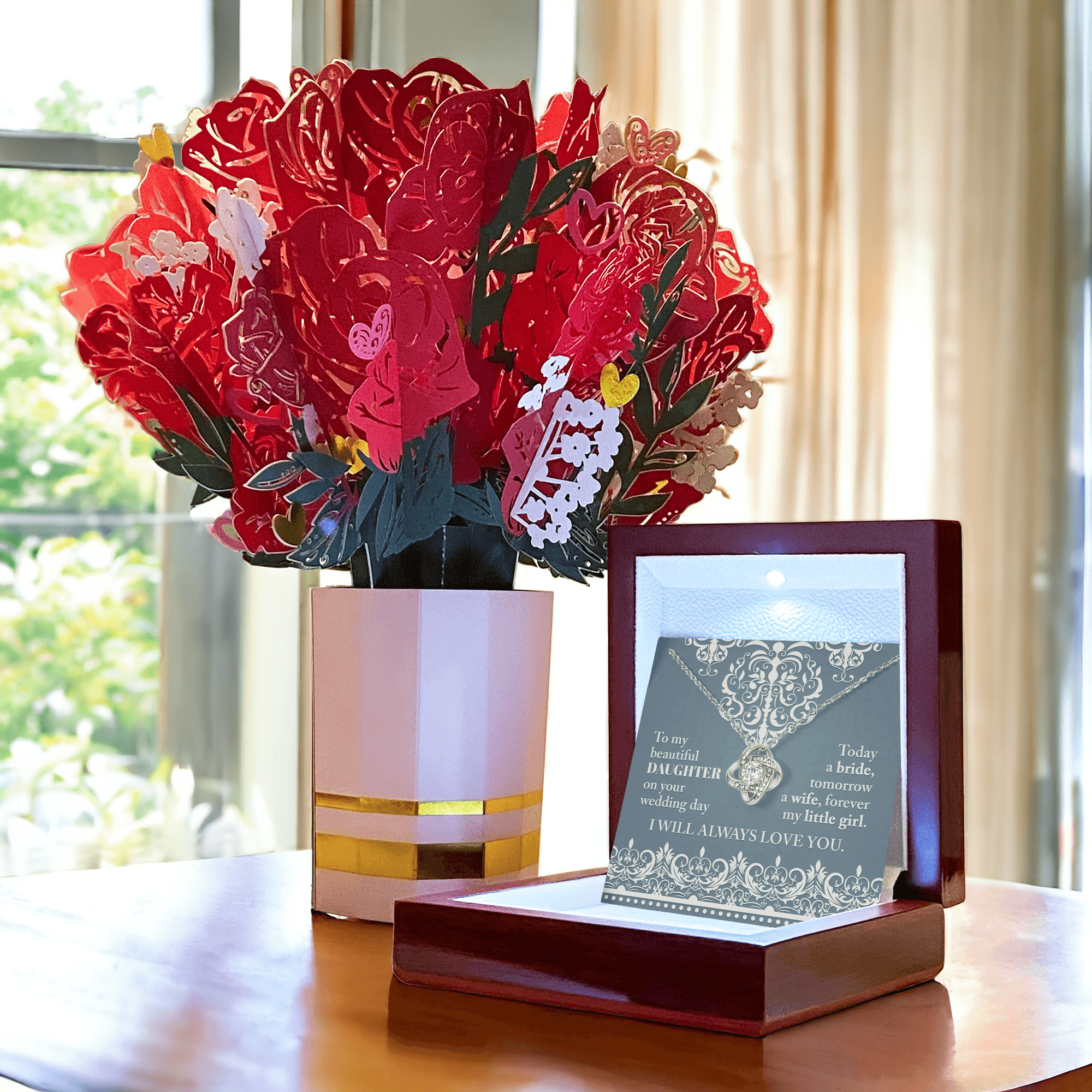 Daughter Wedding Day Gift Today a Bride Always my Little Girl-Love Knot Pendant Necklace - Mallard Moon Gift Shop