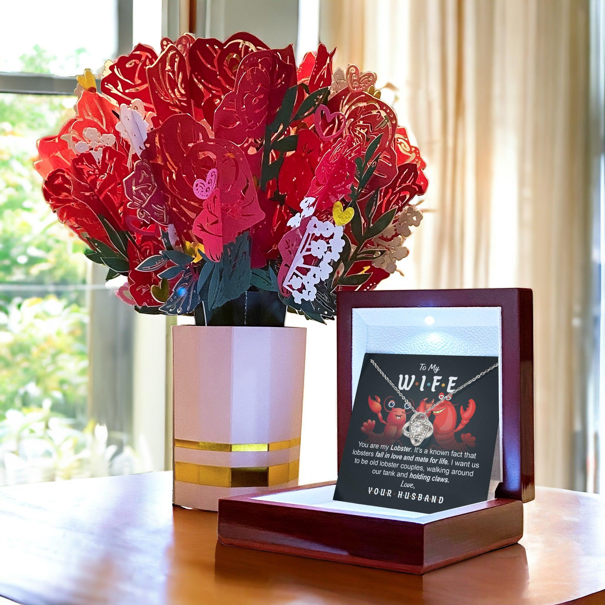 To My Wife - Old Lobster Couples Love Knot Pendant Necklace - Mallard Moon Gift Shop