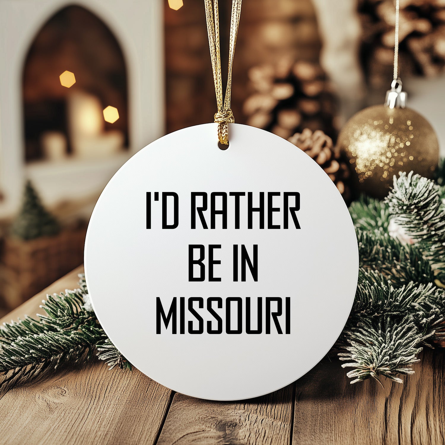 I'd Rather Be In Missouri Circle Ornament, Funny Gift for Friends and Family from Missouri, Christmas Decoration