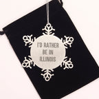 Illinois Gifts from I'd Rather Be In Illinois, Snowflake Ornament for Christmas, Unique Illinois Snowflake Ornament, Illinois Lover Gift, Illinois Snowflake Ornament for Friends, Family, or Coworkers