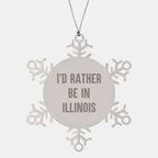 Illinois Gifts from I'd Rather Be In Illinois, Snowflake Ornament for Christmas, Unique Illinois Snowflake Ornament, Illinois Lover Gift, Illinois Snowflake Ornament for Friends, Family, or Coworkers