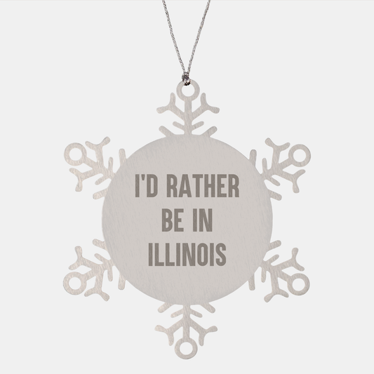 Illinois Gifts from I'd Rather Be In Illinois, Snowflake Ornament for Christmas, Unique Illinois Snowflake Ornament, Illinois Lover Gift, Illinois Snowflake Ornament for Friends, Family, or Coworkers