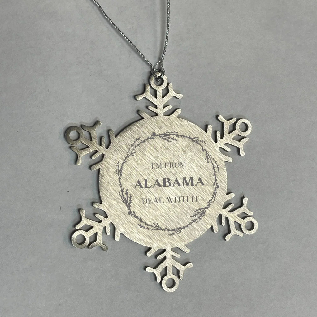 Southern Pride Keepsakes Alabama State Snowflake Ornament - Durable Engraved Stainless Steel