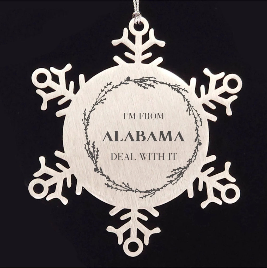 Southern Pride Keepsakes Alabama State Snowflake Ornament - Durable Engraved Stainless Steel