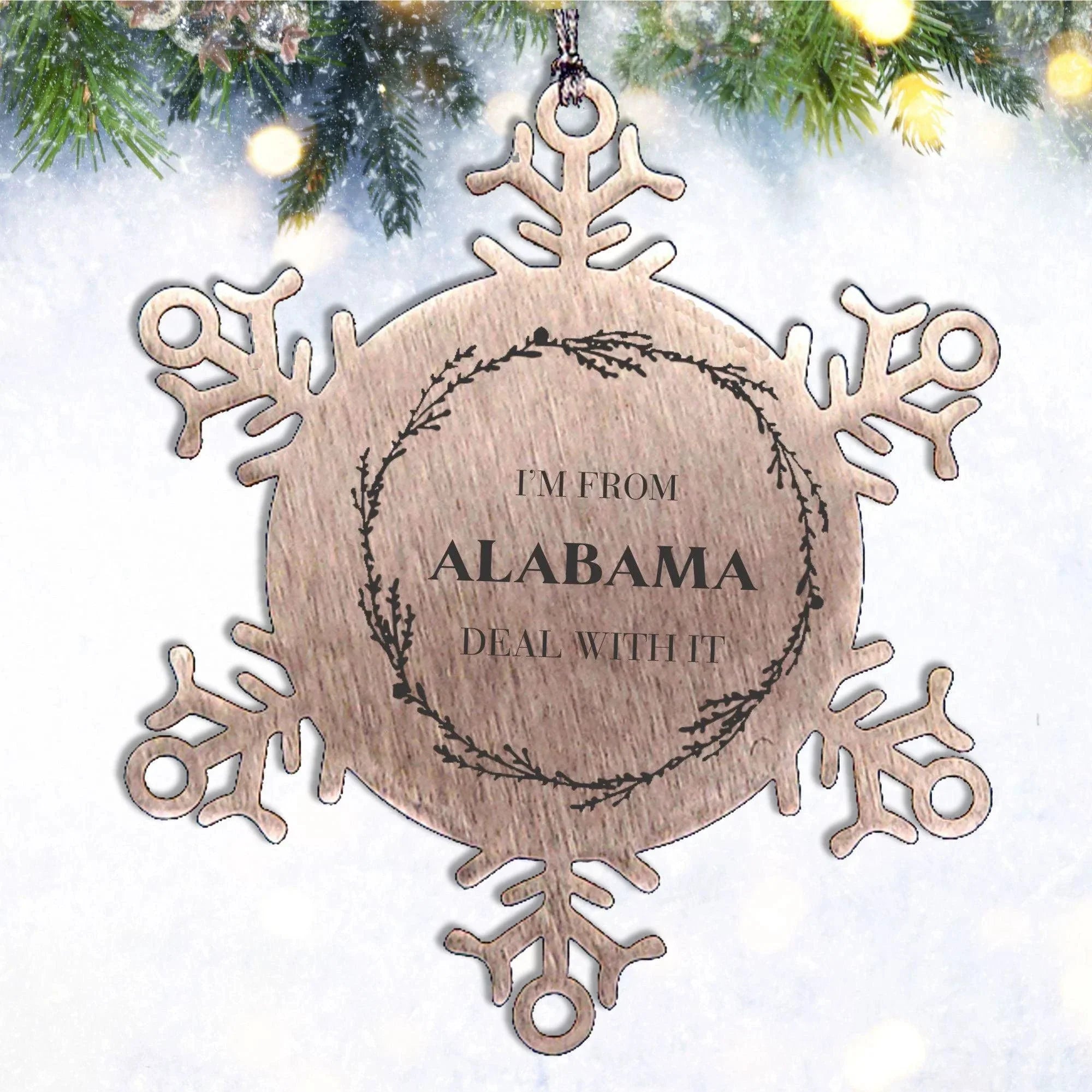 Southern Pride Keepsakes Alabama State Snowflake Ornament - Durable Engraved Stainless Steel