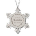 Southern Pride Keepsakes Alabama State Snowflake Ornament - Durable Engraved Stainless Steel