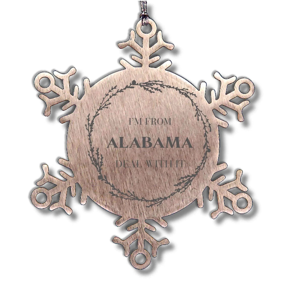 Southern Pride Keepsakes Alabama State Snowflake Ornament - Durable Engraved Stainless Steel