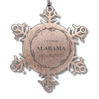 Southern Pride Keepsakes Alabama State Snowflake Ornament - Durable Engraved Stainless Steel