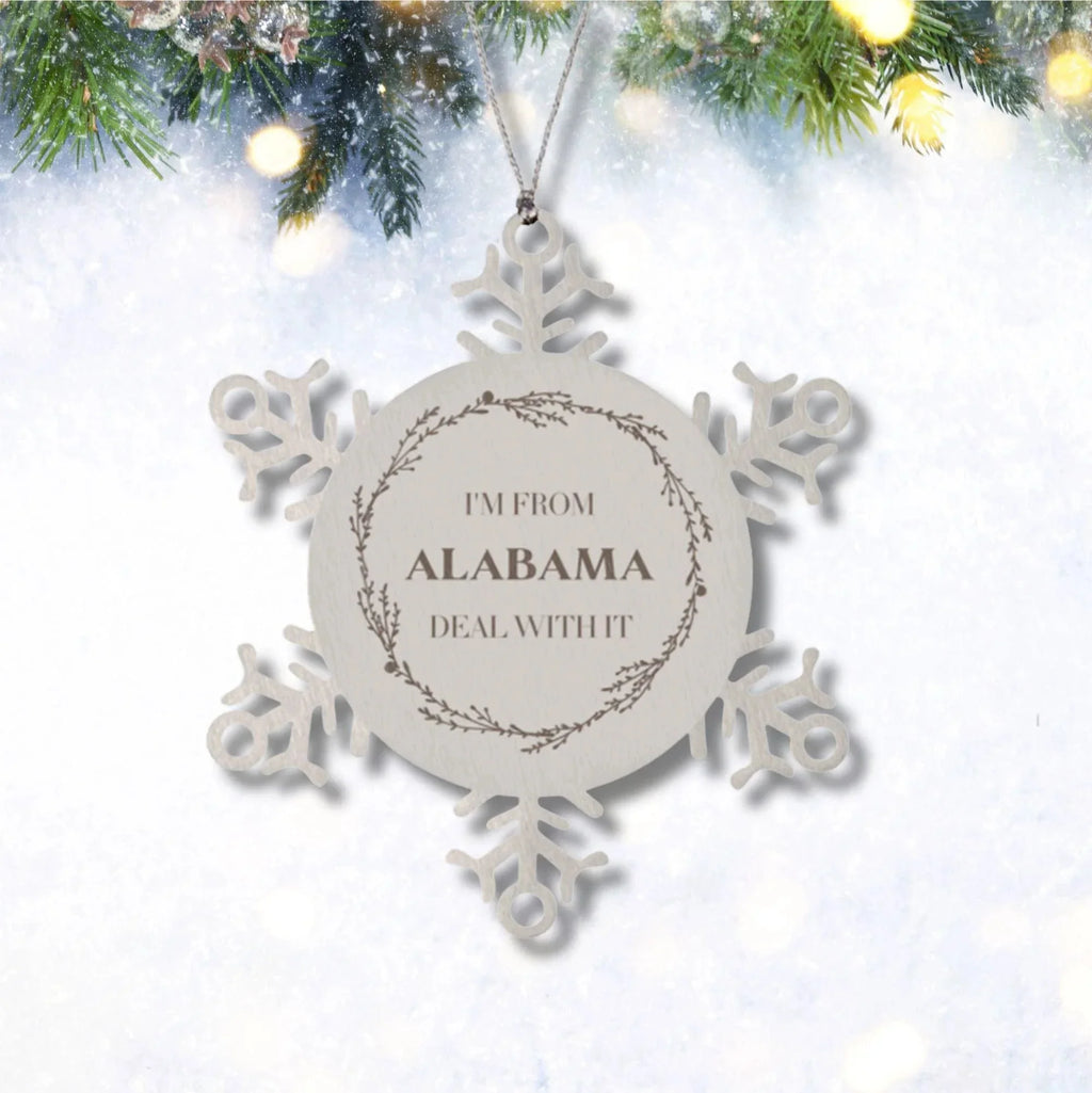 Southern Pride Keepsakes Alabama State Snowflake Ornament - Durable Engraved Stainless Steel