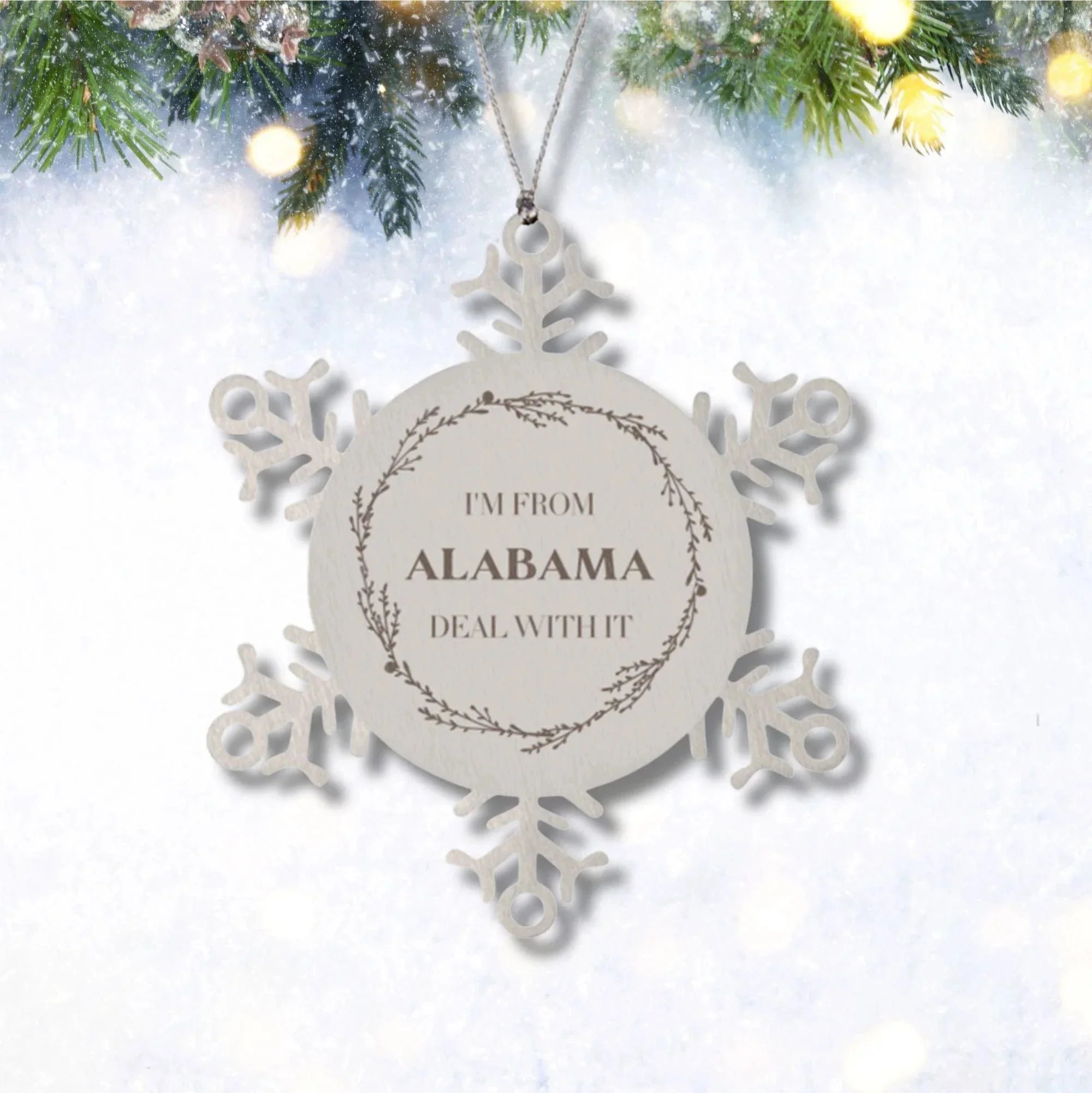 Southern Pride Keepsakes Alabama State Snowflake Ornament - Durable Engraved Stainless Steel