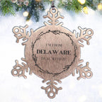 I'm from Delaware, Deal with it, Proud Delaware State Snowflake Ornament Gift Idea