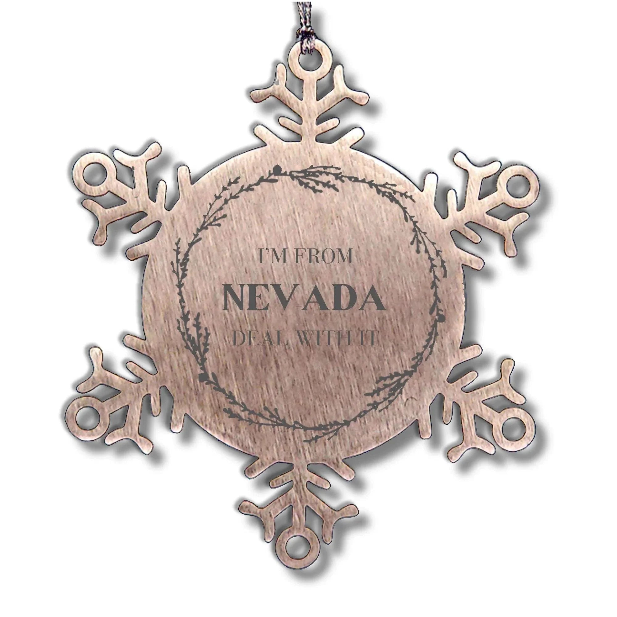 I'm from Nevada, Deal with it, Proud Nevada State Snowflake Ornament Christmas Gifts