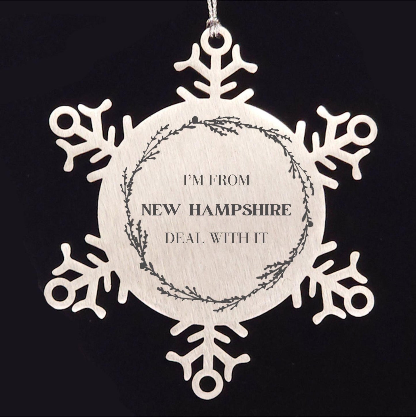 I'm from New Hampshire, Deal with it, New Hampshire Snowflake Ornament Gifts