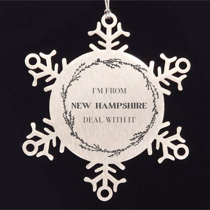 I'm from New Hampshire, Deal with it, New Hampshire Snowflake Ornament Gifts