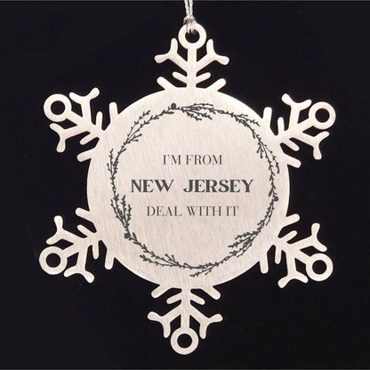 I'm from New Jersey, Deal with it, Proud New Jersey Snowflake Ornament Gifts