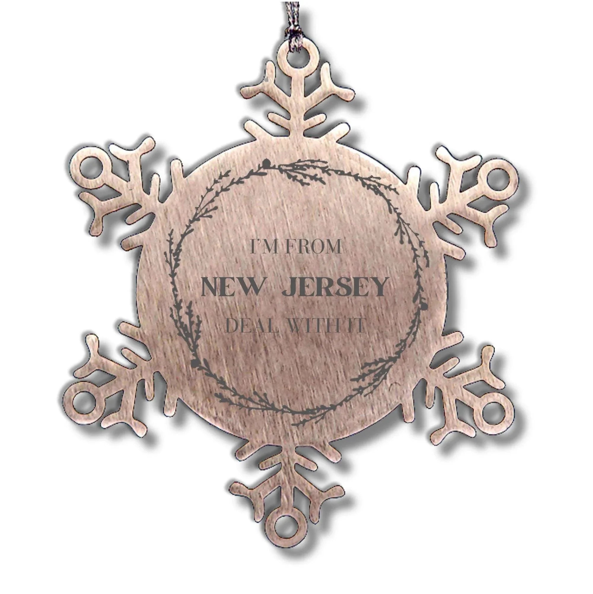 I'm from New Jersey, Deal with it, Proud New Jersey Snowflake Ornament Gifts