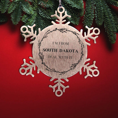 I'm from South Dakota, Deal with it, Proud South Dakota State Ornament Gifts, South Dakota Snowflake Ornament Gift Idea, Christmas Gifts for South Dakota People, Coworkers, Colleague