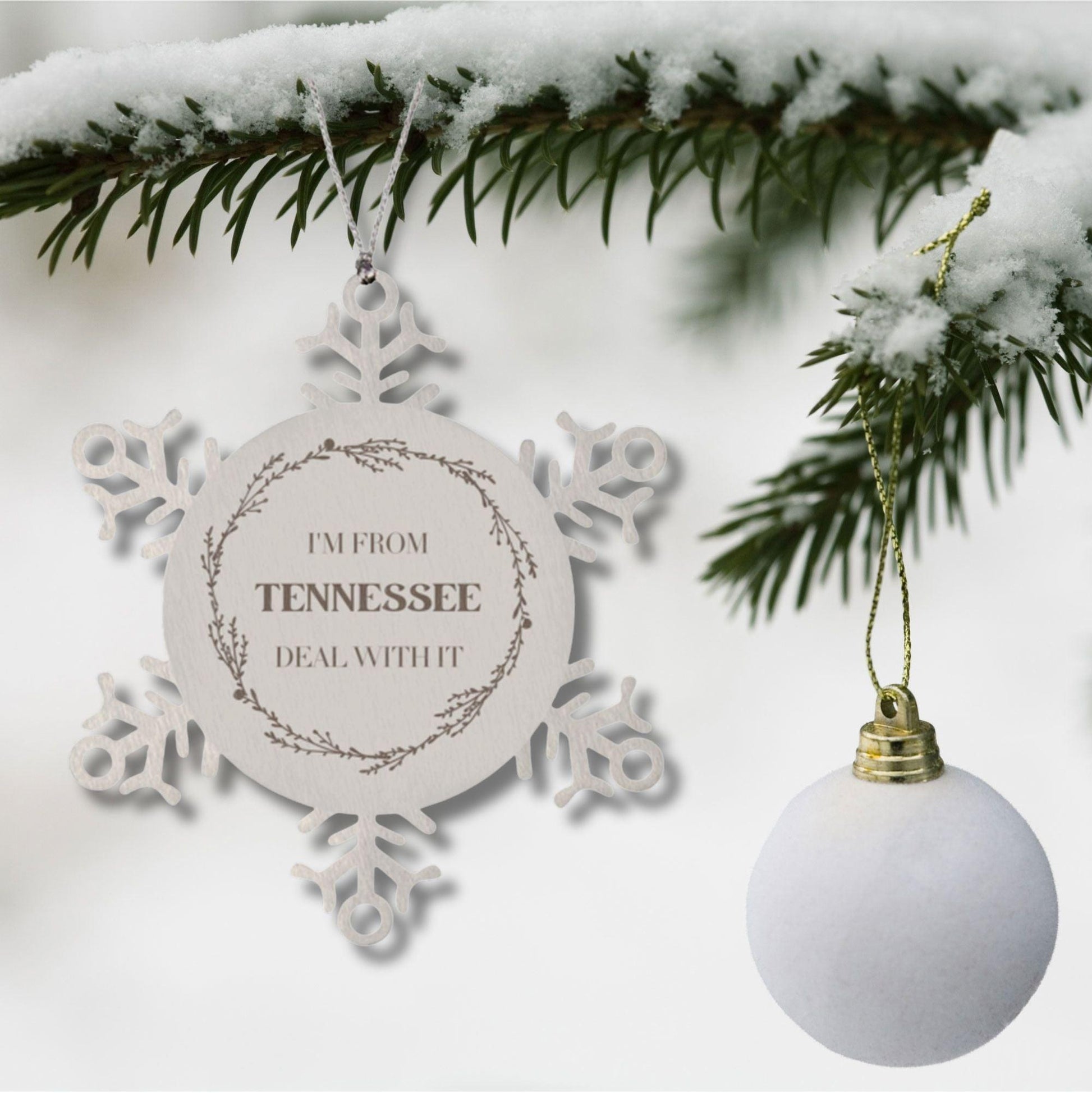 I'm from Tennessee, Deal with it, Proud Tennessee State Ornament Gifts, Tennessee Snowflake Ornament Gift Idea, Christmas Gifts for Tennessee People, Coworkers, Colleague