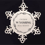 I'm from Wyoming, Deal with it, Proud Wyoming State Snowflake Ornament Christmas Gifts