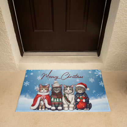 Meowy Christmas Doormat – Full Color Cat Holiday Welcome Mat Gift