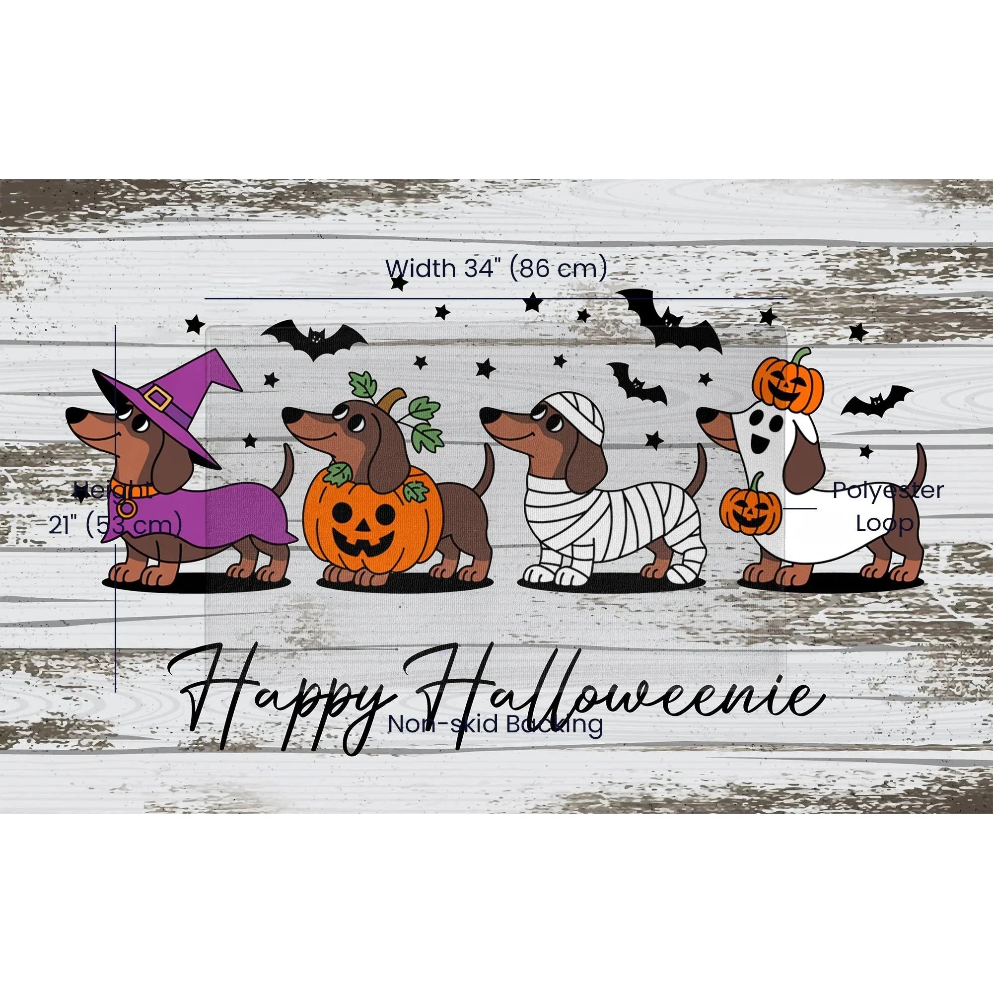 Happy Halloweenie Dachshund Doormat – Cute Halloween Dog Mat Décor