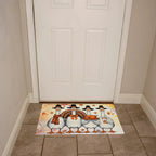 Thanksgiving Goose Family Doormat – Funny Fall Welcome Mat with Pilgrim Geese, Turkey, and Pumpkin Latte – Autumn Front Porch Décor