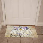 Happy Halloweenie Dog Doormat – Funny Ghost Dogs Welcome Mat – Cute Spooky Fall Décor for Dog Lovers