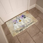Happy Halloweenie Dog Doormat – Funny Ghost Dogs Welcome Mat – Cute Spooky Fall Décor for Dog Lovers