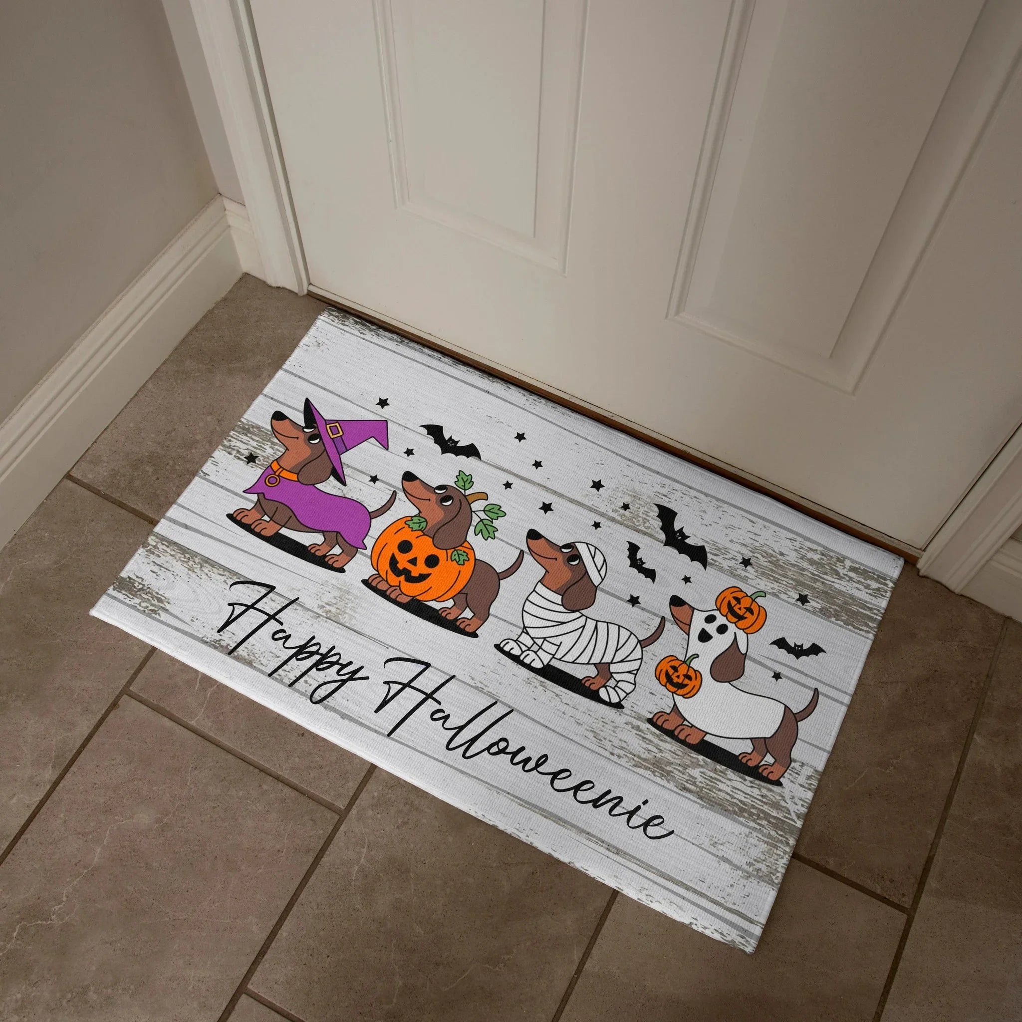 Happy Halloweenie Dachshund Doormat – Cute Halloween Dog Mat Décor