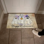 Happy Halloweenie Dog Doormat – Funny Ghost Dogs Welcome Mat – Cute Spooky Fall Décor for Dog Lovers