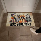Wipe Your Paws Halloween Doormat – Cute Dogs in Costumes Welcome Mat – Funny Spooky Fall Decor for Dog Lovers
