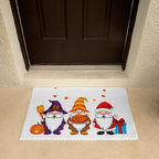 Holiday Gnome Trio Doormat – Halloween, Thanksgiving & Christmas All-in-One Welcome Mat – Cute Seasonal Full-Color Entry Rug