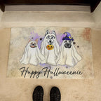Happy Halloweenie Dog Doormat – Funny Ghost Dogs Welcome Mat – Cute Spooky Fall Décor for Dog Lovers