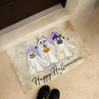 Happy Halloweenie Dog Doormat – Funny Ghost Dogs Welcome Mat – Cute Spooky Fall Décor for Dog Lovers