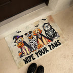 Wipe Your Paws Halloween Doormat – Cute Dogs in Costumes Welcome Mat – Funny Spooky Fall Decor for Dog Lovers
