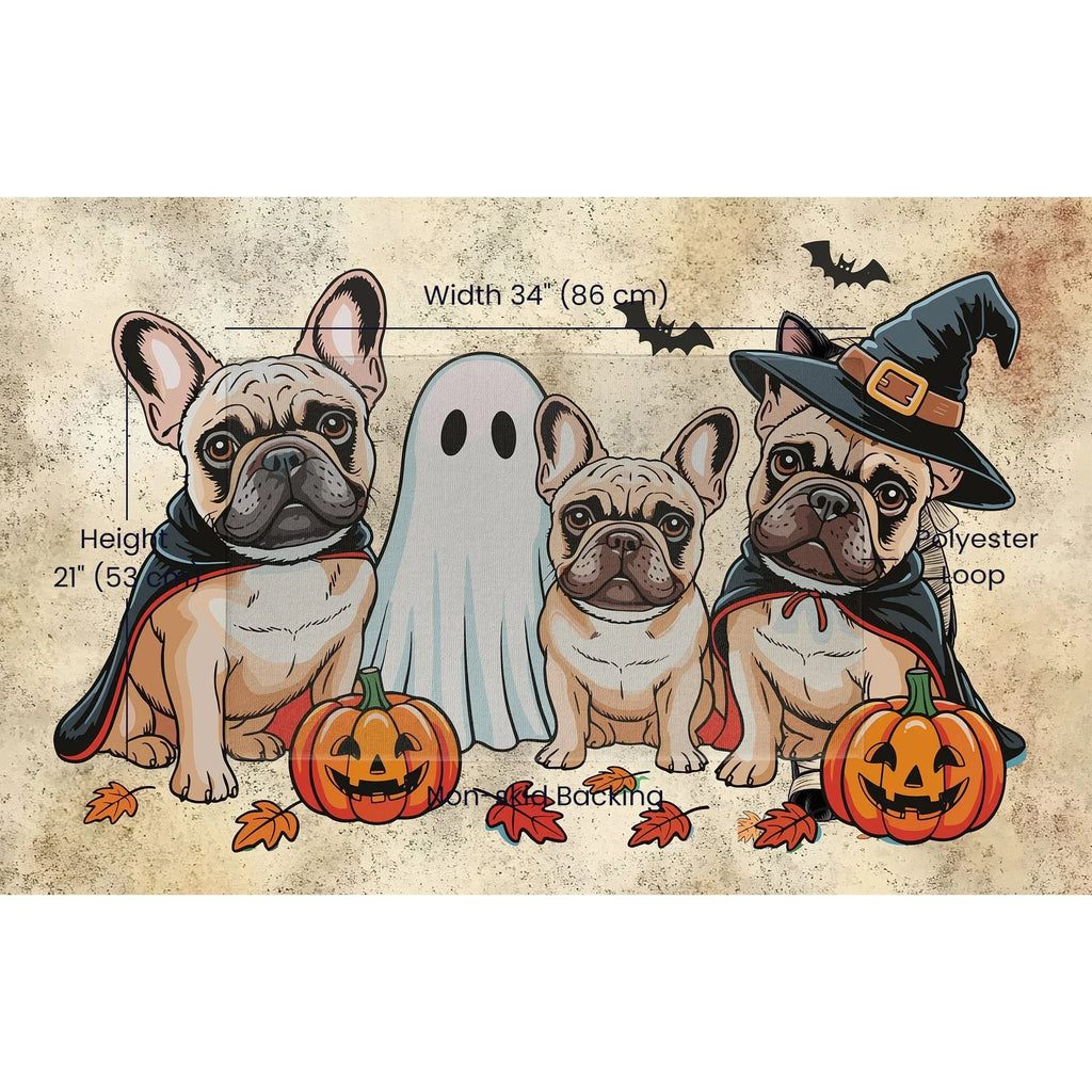 French Bulldog Halloween Doormat – Cute Spooky Dogs Welcome Mat – Funny Fall Décor for Dog Lovers