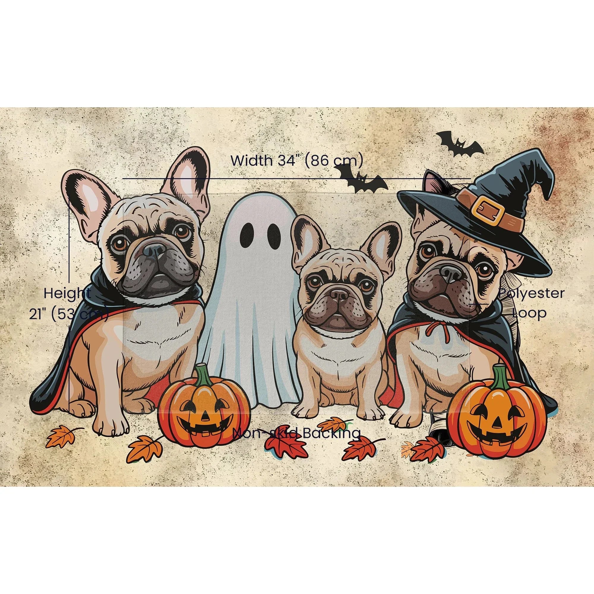 French Bulldog Halloween Doormat – Cute Spooky Dogs Welcome Mat – Funny Fall Décor for Dog Lovers