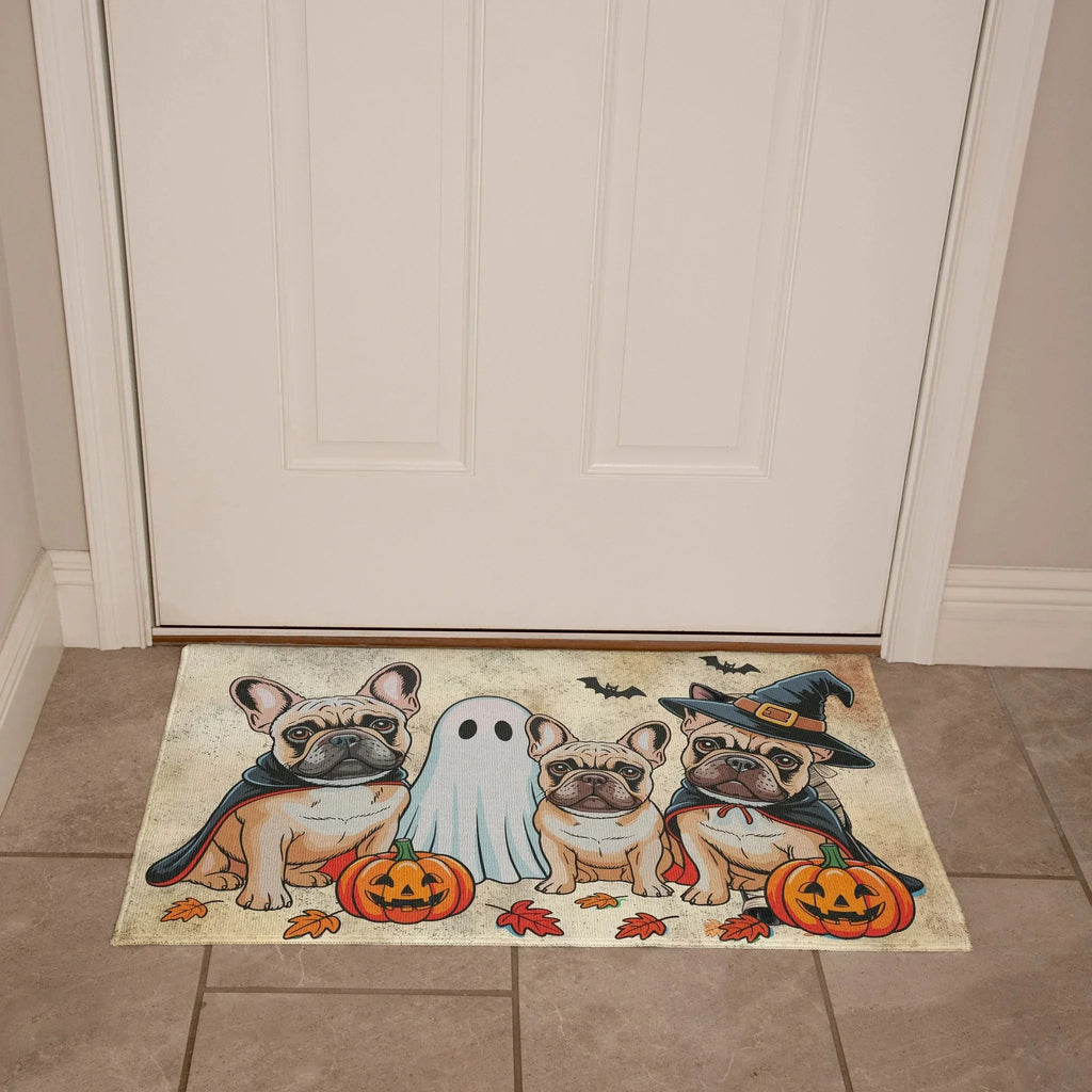 French Bulldog Halloween Doormat – Cute Spooky Dogs Welcome Mat – Funny Fall Décor for Dog Lovers