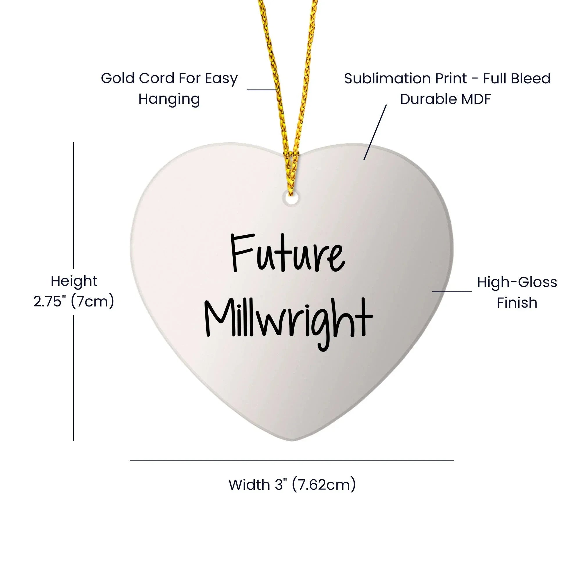 Inspirational Future Millwright Gifts from Family - Christmas Heart Ornament for Men, Friends, Coworkers