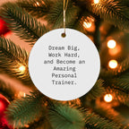 Inspirational Personal Trainer Gifts, Funny Quote Circle Ornament from, Gifts for Personal Trainer Friends and Family This Christmas