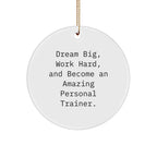 Inspirational Personal Trainer Gifts, Funny Quote Circle Ornament from, Gifts for Personal Trainer Friends and Family This Christmas
