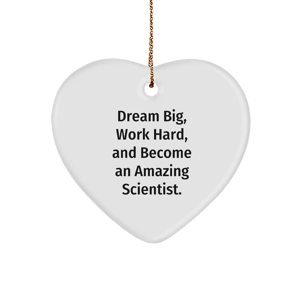 Inspirational Scientist Christmas Heart Ornament - 'Dream Big, Work Hard, And Become An Amazing Scientist.' Gift